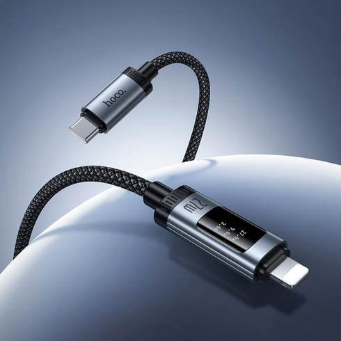 Lord PD27W Digital Display Type-C to 8 Pin Fast Charging Data Cable, Length: 1.2m(Black)