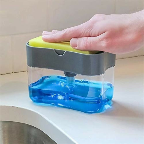 Countertop Dish Soap Dispenser Pump and Sponge Holder for Kitchen Sink