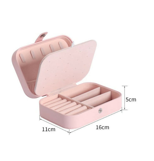 Flip Double Layer Jewelry Box Portable Jewelry Storage Box - pink
