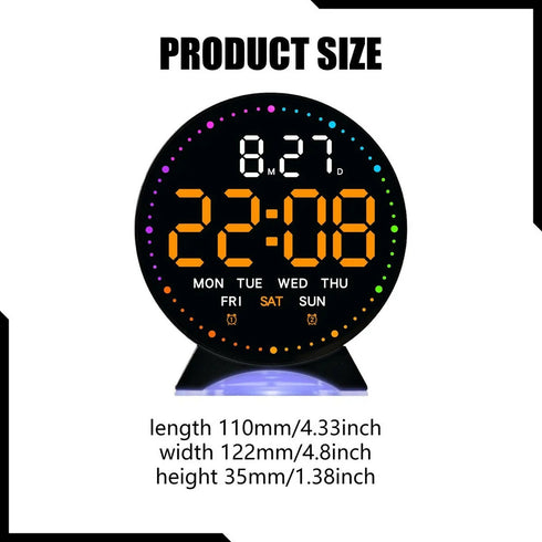 Digital Alarm Clock with Adjustable Time, Black and Orange