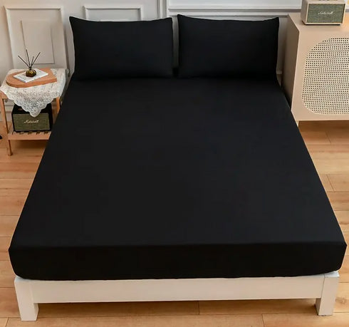 Non-Slip Fixed Bedspread, All-Inclusive Mattress, Dust Cover Bed Cover with Pillowcase- black - QUEN