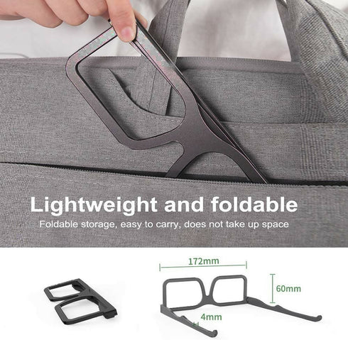 Portable Glasses Shape Folding Aluminum Laptop Cooling Stand - Black