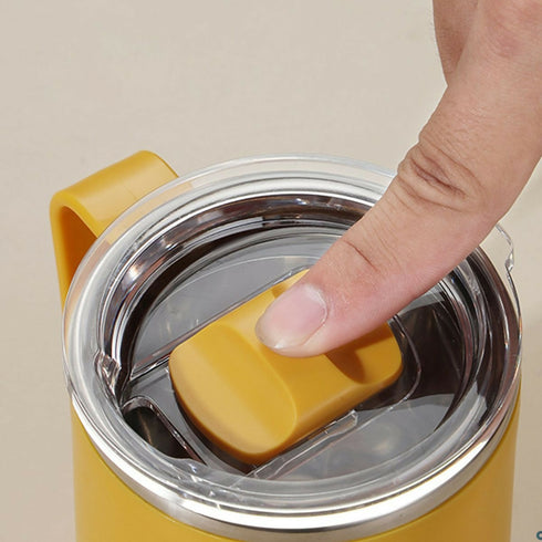 White Insulated Cup With Handle