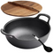 Nonstick Tradition Cast Iron Wok with Wooden Lid