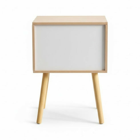 Counter Square Side Table With Drawer-Bedside Night Stand-FU7005-Brown