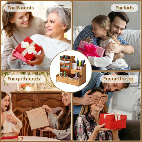 Wooden Desk Organizer DIY Desktop Tidy Pen Holder