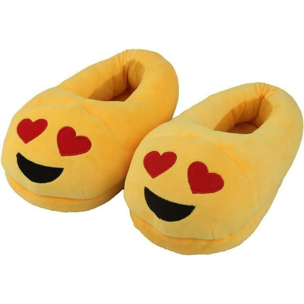 Soft Plush Emoji Slippers-heart