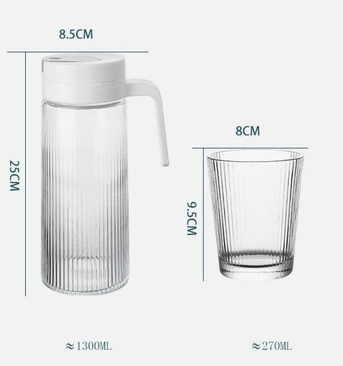 Set of 5 Glass Pitcher & Cups