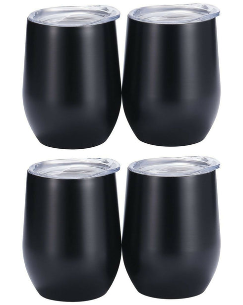 Stemless White Wine Glass with Lid Set of 4