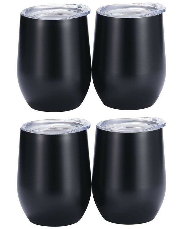 Stemless White Wine Glass with Lid Set of 4