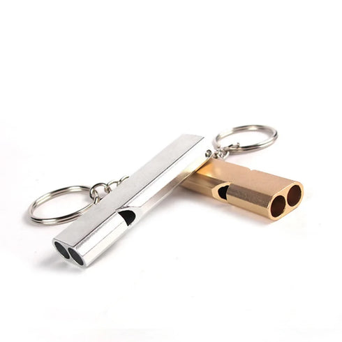 Double Pipe High Decibel Outdoor Camping Hiking Survival Whistle Pak Of 2