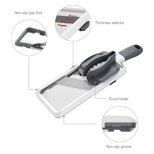 Handheld multifunctional shredder or slicer for fruits and vegetables