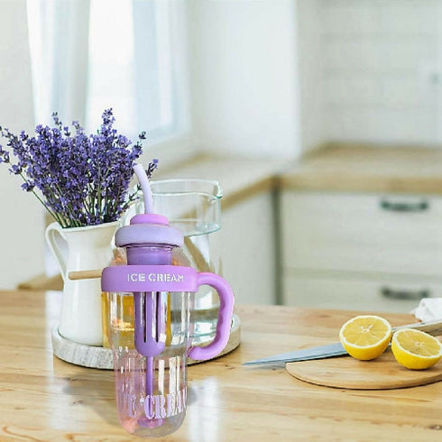 1200ml Cute Water Bottle with Straw for Milk, Juice, Tea, Coffee, and Beverages