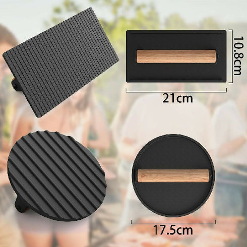 Round and Rectangular Cast Iron BBQ Press