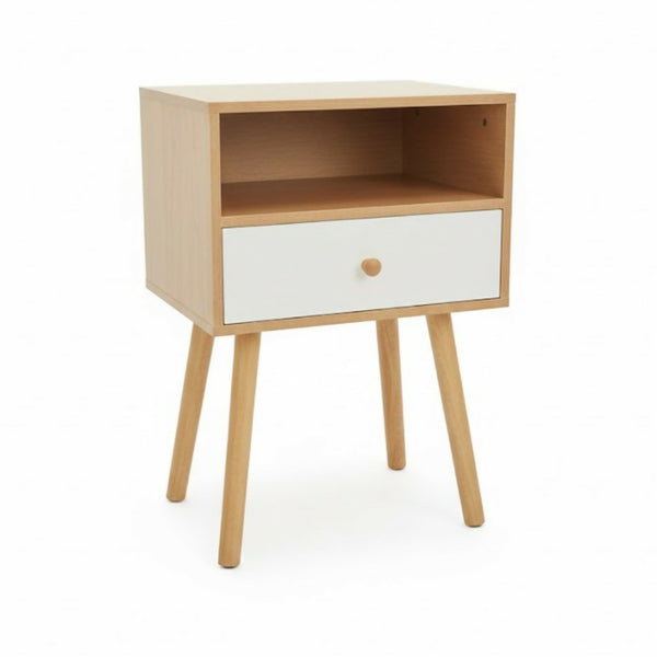 Counter Square Side Table With Drawer-Bedside Night Stand-FU7005-Brown