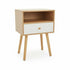 Counter Square Side Table With Drawer-Bedside Night Stand-FU7005-Brown