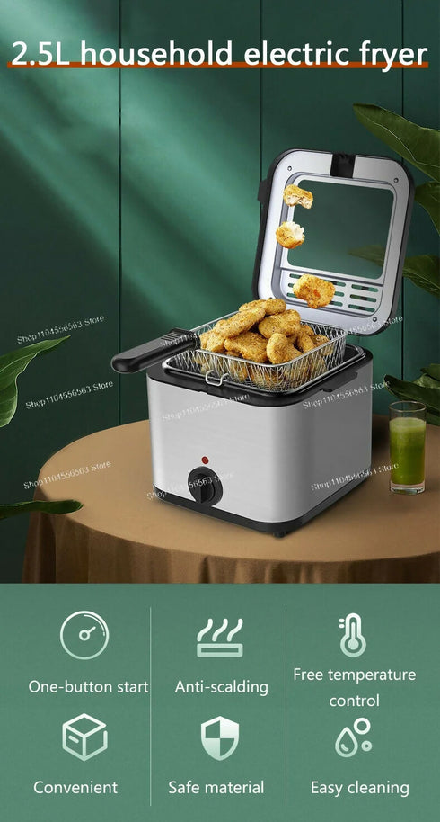 Electric Deep Fryer, 2.5L Household Deep Frying Machine