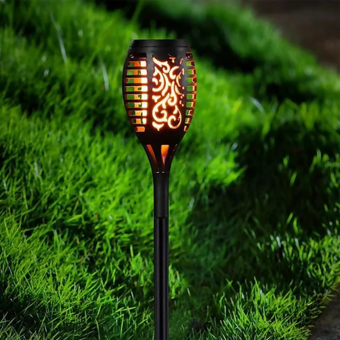 1pcs Flickering Flame Waterproof Landscape Solar Torch Lights With Auto On