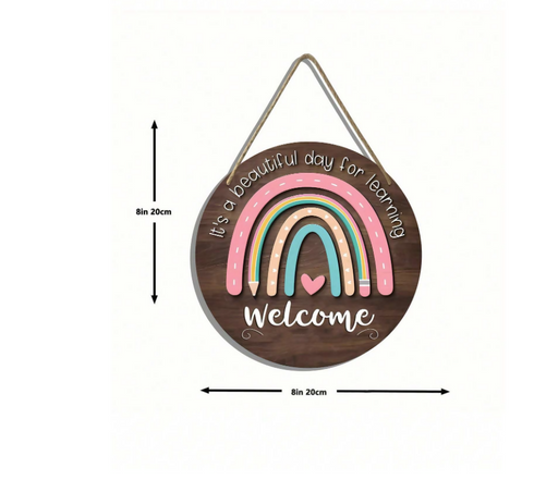 Rainbow Wooden Plaque Home Decor Hanging Sign
