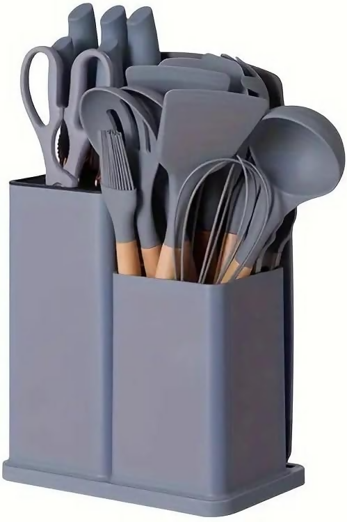 19-Piece Non-Toxic Silicone Cooking Utensils Set with Holder