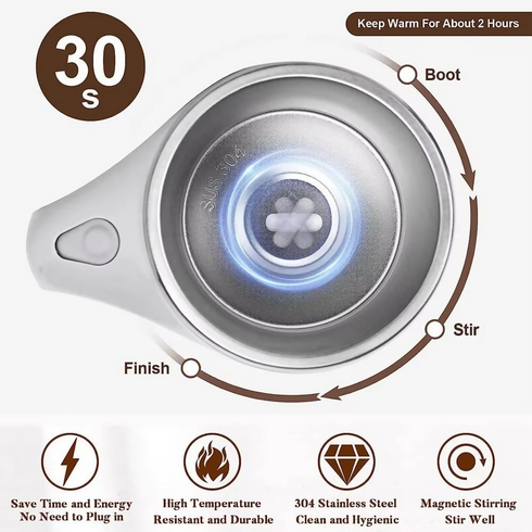 Stainless Steel Lazy Coffee Cup Automatic Magnetic Self Stirring Mug - Brown