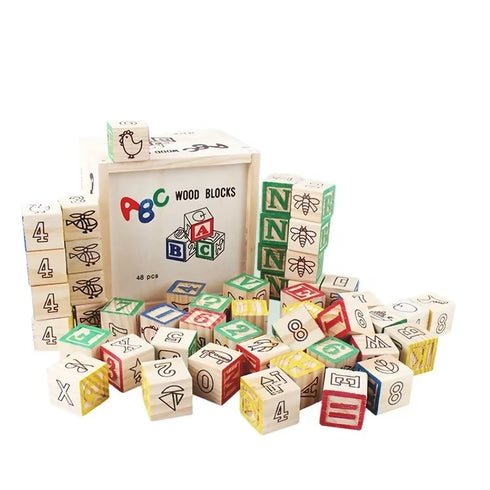 48 Piece Education Wooden ABC Blocks