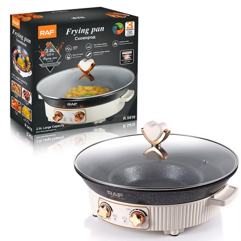 Electric Frying Pan 1600W Non Stick Coating Uniform Heating Large Cooking Surface