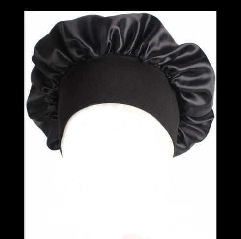Silky Satin Hair Bonnet - Black