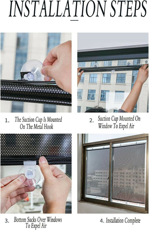 No Drilling Retractable Roller Window Shades - 58 x 125cm