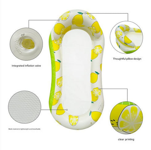 Inflatable Pool Raft Lounger with Lemon Pattern