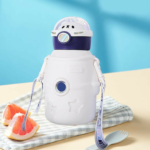 Insulation Mug, Stainless Steel Vacuum Cup Bottle Iced Coffee Cup With Lid And Straw For Kids Violence 500ML (White)