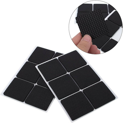 12pcs Black Non Slip Self Adhesive Floor Protectors Rubber Pads for Furniture 25 x 38mm -REF:82410