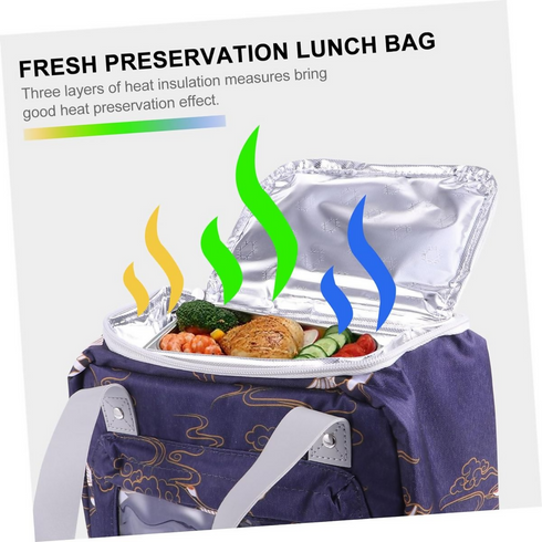 Insulated Thermal Breakfast Lunch Bag - White crane
