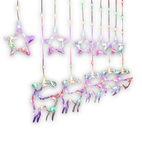 RGB Star and Reindeer 3meter Curtain Light with 8 functions - extendable