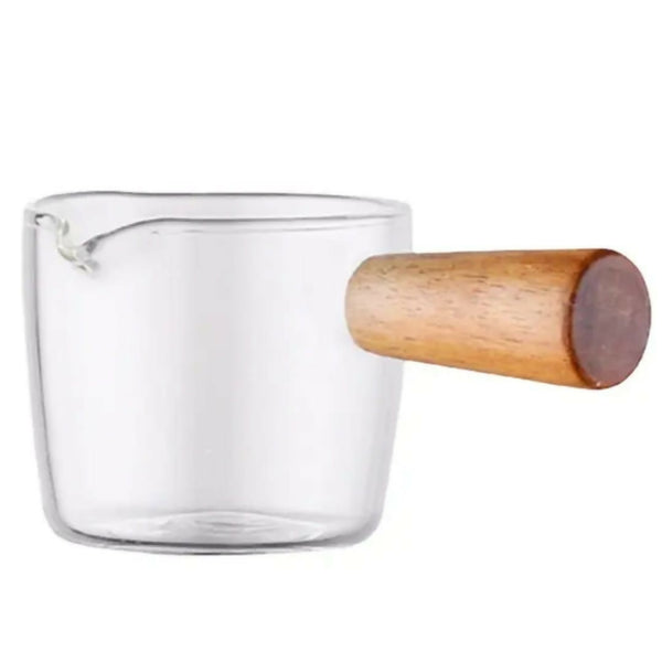 High Borosilicate Glass Sauce Cup Mini Sauce Jar With Wooden Handle
