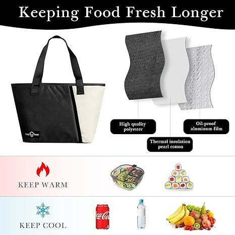 nsulated Lunch Bag, Reusable Lunch Tote Bag for Men & Women, Insulated Lunch Box Bag with Hand Strap