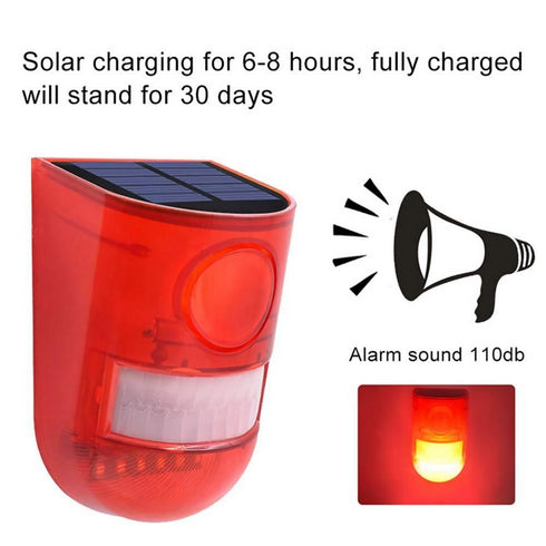 Solar Alarm Flashing 6 LED Light Motion Sensor Detector Security 110dB Siren
