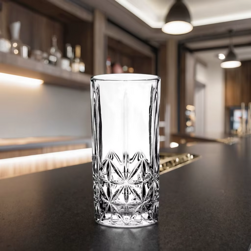 340ml Diamond High Ball Glasses Eco-Friendly Food Safe Dishwasher Safe 6-pcs