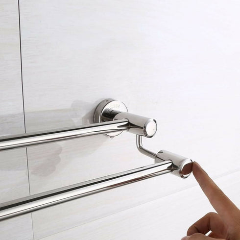 Stainless Steel Double Towel Bar Screw-in Wall Towel Holder Wall