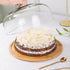 Round plastic cake instant box tray with wooden lid