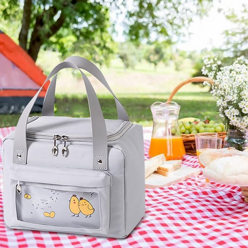 Insulated Thermal Breakfast Lunch Bag - Mini Yellow Chicks