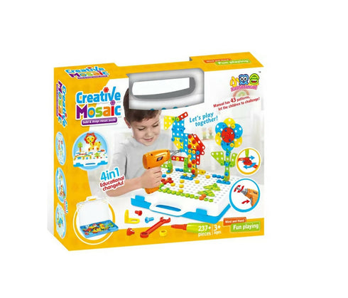 Creative Construction Electric Drill STEM Engineering Building DIY Mosaic Toy Set