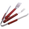 BBQ Grill Tools Set Braai Tools, 3 Piece Stainless Steel For Camping & Outdoor-red