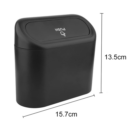 Mini Car Accessories Dustbin Organizer Trash Can - Black