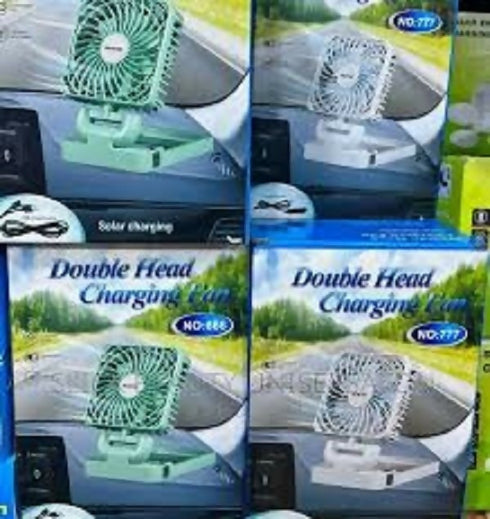 Double Head Solar Charging Fan - Green