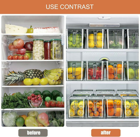 2 Pack Plastic Food Storage Produce Containers with Lid for Fridge - Transparent