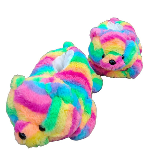 Teddy Bear Slippers Rainbow One Size