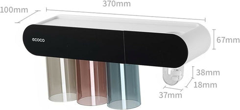 Ecoco 3 Cups Magnetic Toothbrush Holder Family Set Wall Mounted