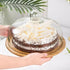 Round plastic cake instant box tray with wooden lid