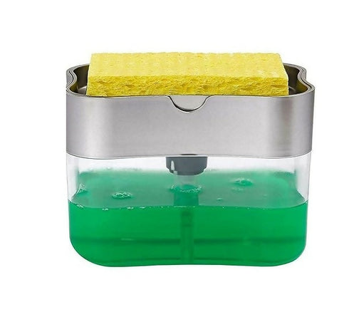 Countertop Dish Soap Dispenser Pump and Sponge Holder for Kitchen Sink